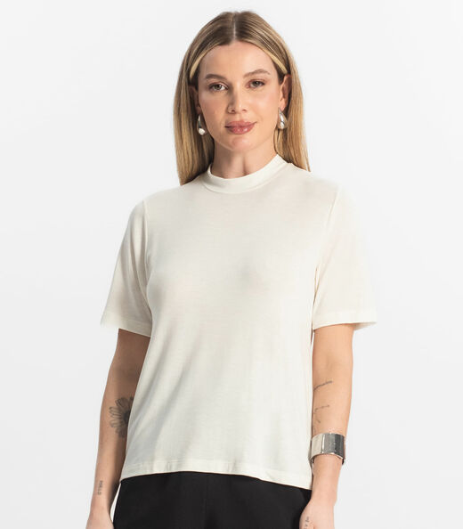 Blusa Feminina Básica em Malha Visco Rovitex Bege