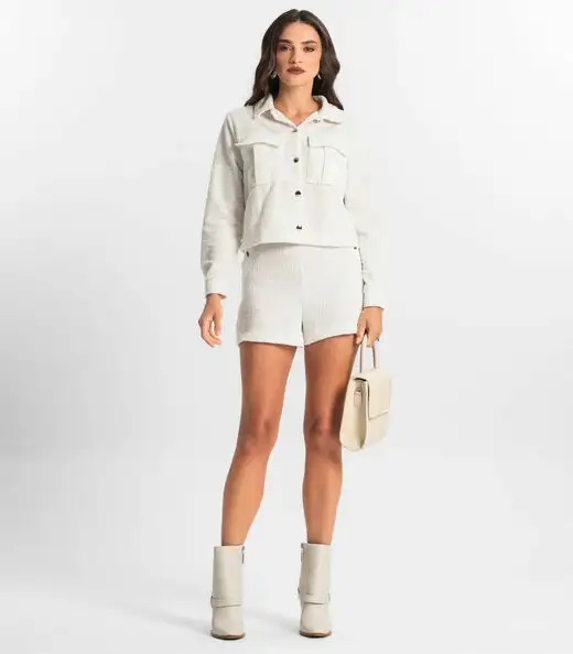 Casaco Feminino De Tweed Shine Endless Branco