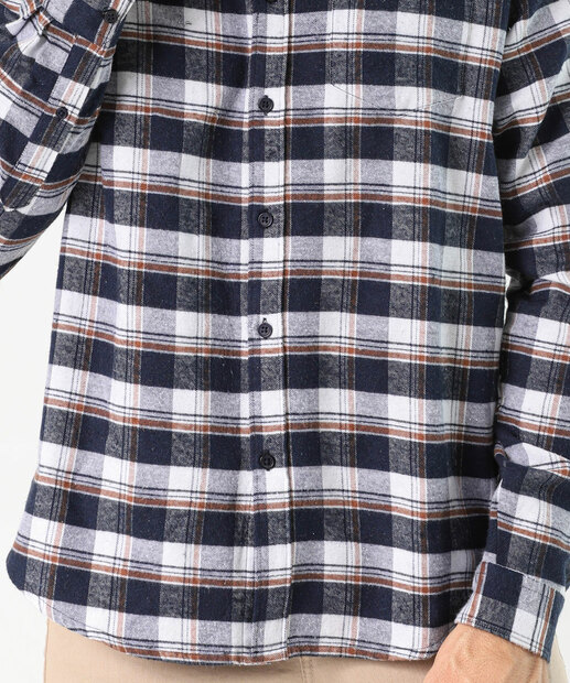 Camisa Masculina Xadrez Manga Longa Marisa Bege