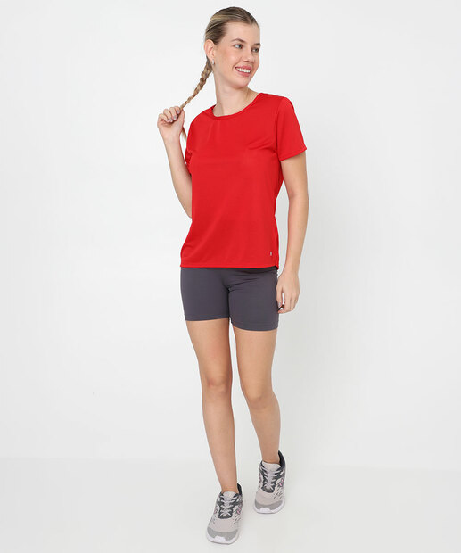 Blusa Feminina Fitness Básica Dry Fit Marisa Vermelho