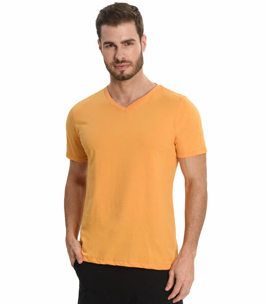 Camiseta Masculina Básica Gola V Rovitex Amarelo