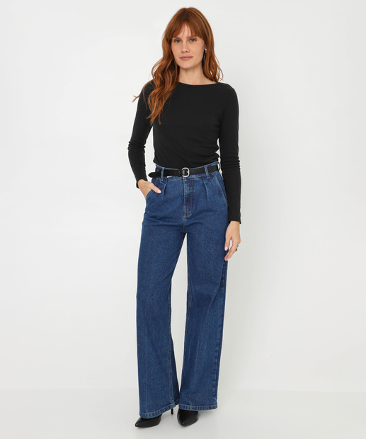 Blusa Feminina Canelada Manga Longa Marisa Preto