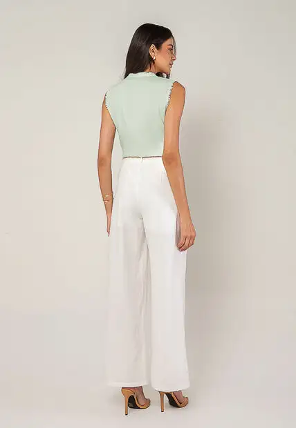 Regata Alfaiataria Com Amarração E Detalhe de Pompons Verde Salvatore