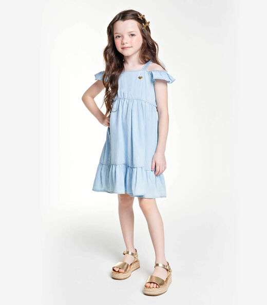 Vestido Jeans Juvenil Trick Nick Azul