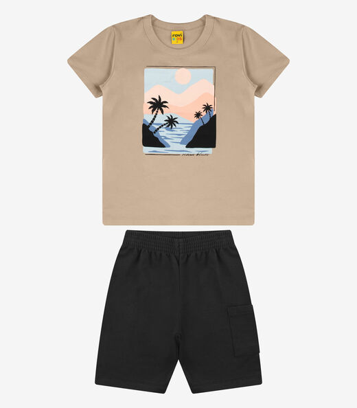 Image_Conjunto Camiseta com Bermuda Menino Rovi Kids Marrom