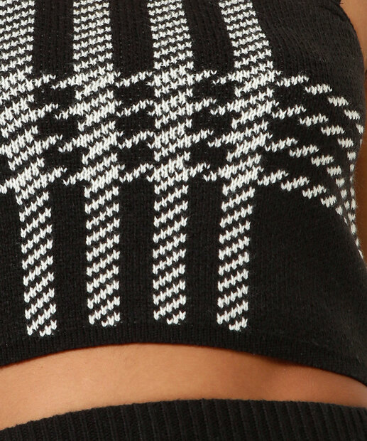 Blusa Cropped Feminina Tricô Pied Poule Alças Finas Marisa