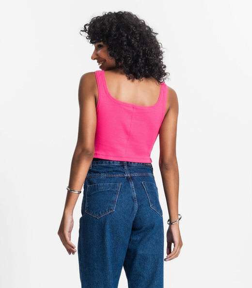 Top Cropped Ribana Básico Rovitex Rosa