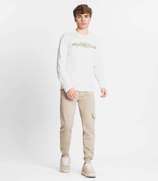 Camiseta Manga Longa Juvenil Em Meia Malha Minty Bege