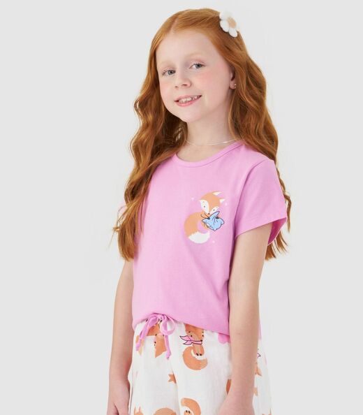 Pijama Curto Infantil Mensageira Da Paz Rosa