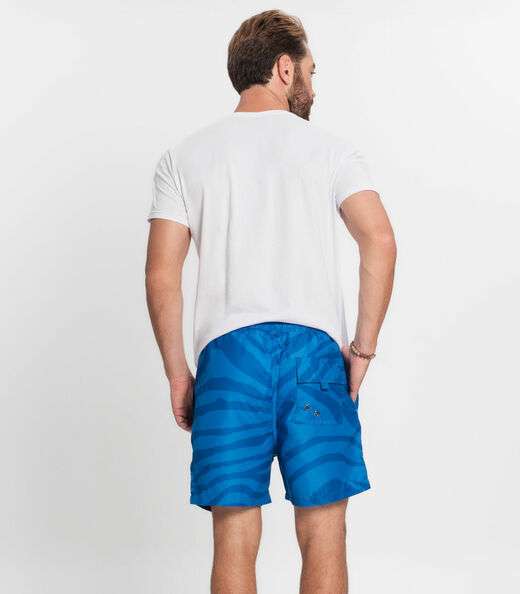Bermuda Masculina Microfibra Estampada Rovitex Azul