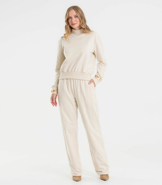 Conjunto Blusão Com Calça Feminino Rovitex Bege