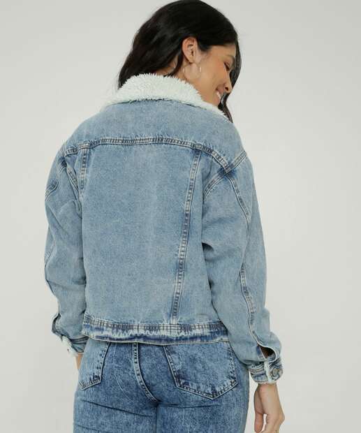 Jaqueta Feminina Jeans Pelúcia Marisa