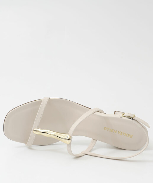 Sandália Feminina Salto Grosso Renata Mello Off White