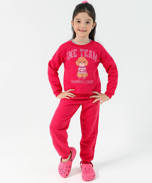 Blusa Infantil Moletom Tam 4 a 10 Rosa