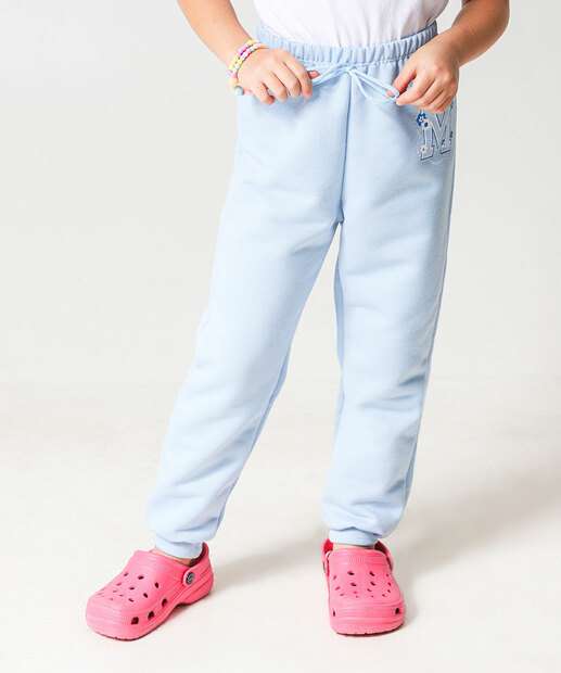 Calça Infantil Moletom Flanelado Marisa Tam 4 a 10 Azul