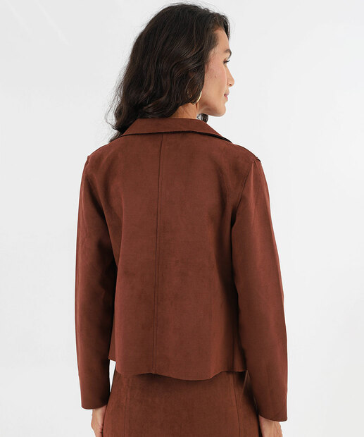 Jaqueta Feminina Biker Suede Marisa Marrom