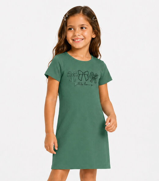 Image_Vestido Infantil Ribana Canelada E Estampa Select Verde