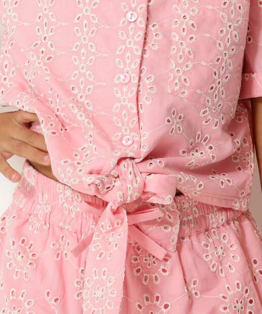 Camisa Infantil Recorte Laise Amarração Marisa Tam 4 a 10