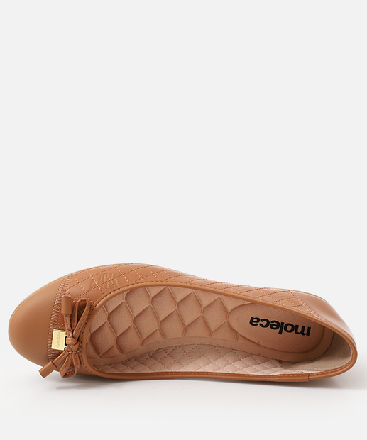 Sapatilha Feminina Matelassê Laço Moleca Caramelo