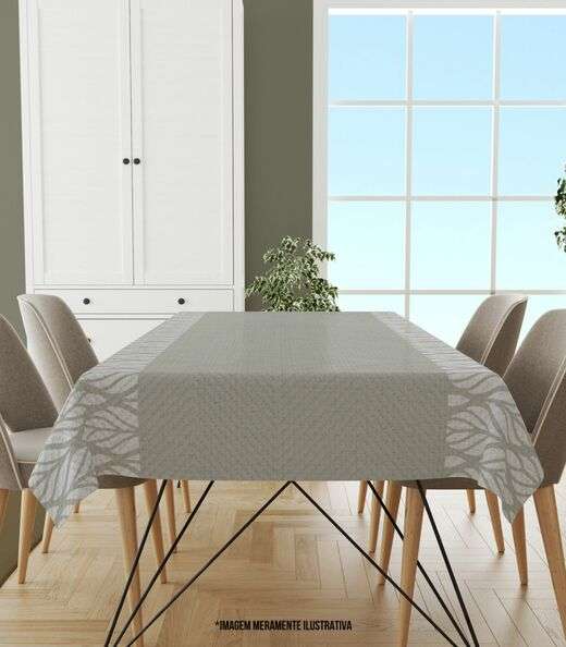 Toalha De Mesa Retangular 6 Lugares Wevans Cinza
