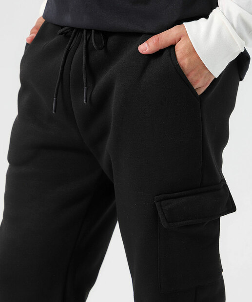 Calça Masculina Moletom Jogger Cargo MR Preto 
