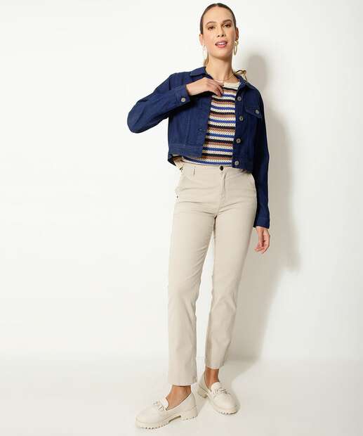 Jaqueta Jeans Feminina Cropped Botões Marisa