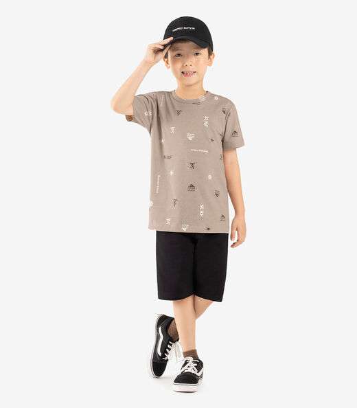 Camiseta Infantil Manga Curta Rovi Kids Marrom