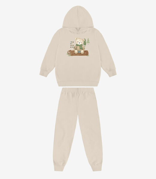 Conjunto Blusão Com Calça Menino Rovi Kids Bege