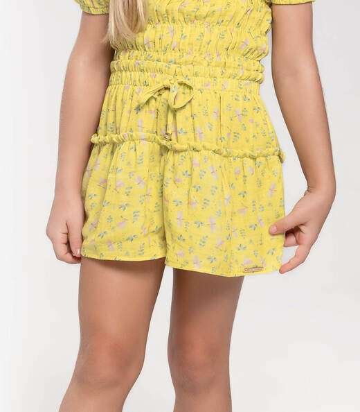 Conjunto Infantil Ciganinha Com Shorts Trick Nick Amarelo