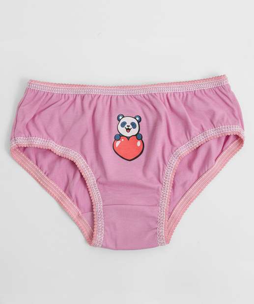 Kit 3 Calcinhas Infantil Marisa Tam 2 a 10 Rosa