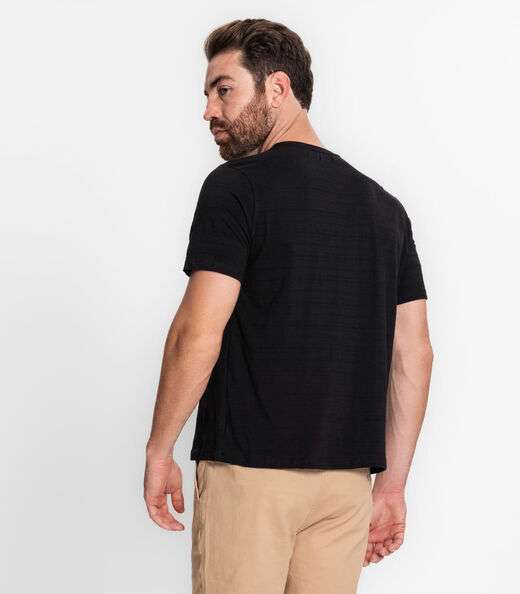 Camiseta Masculina Meia Malha Maquinetada Diametro Preto