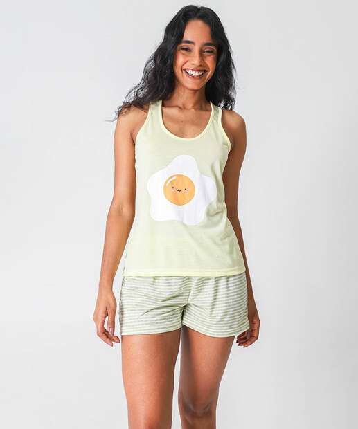 Image_Pijama Feminino Nadador Estampado Marisa Amarelo