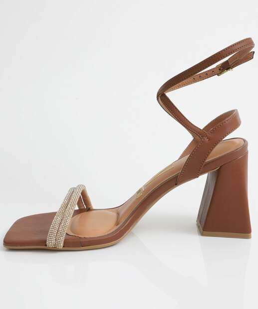 Sandália Feminina Salto Grosso Vizzano Caramelo