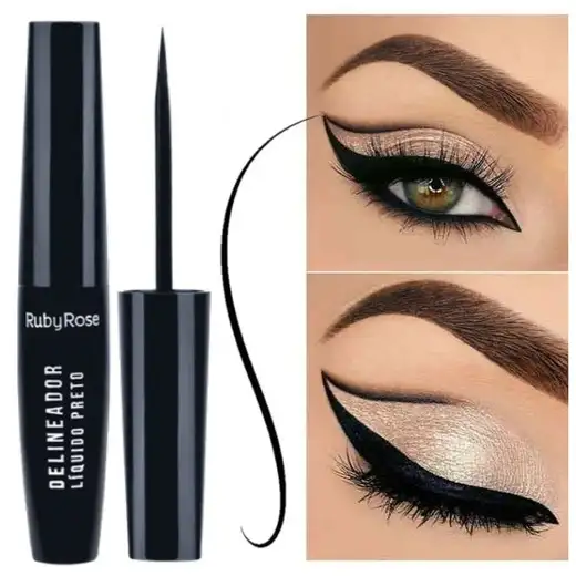 Delineador Líquido Preto Hb8406 Ruby Rose