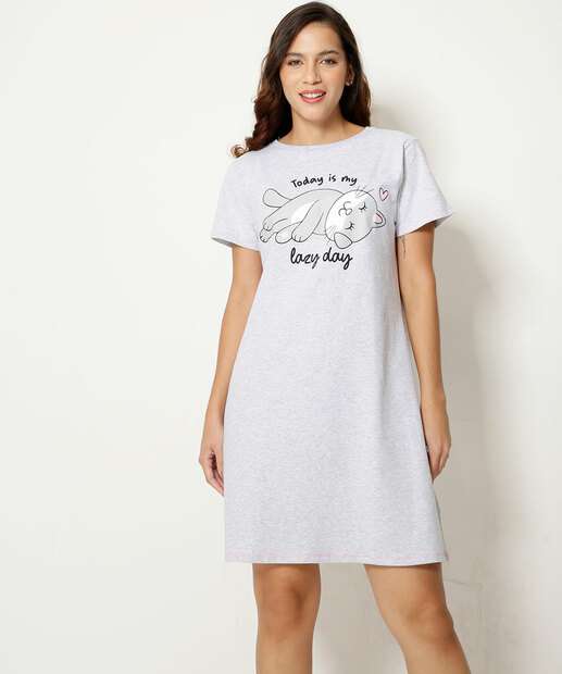 Camisola Estampa Gato Manga Curta Marisa