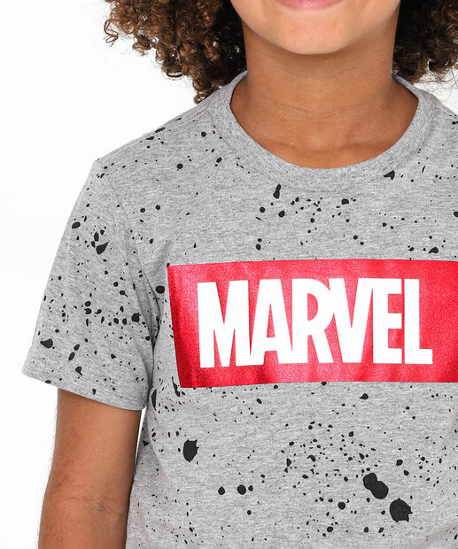 Camiseta Infantil Estampada Marvel Tam 4 a 10 Cinza