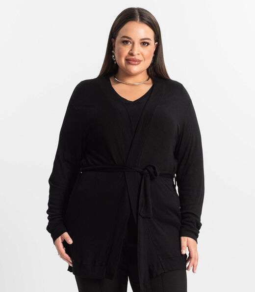 Cardigan Plus Size Feminino Secret Glam Preto