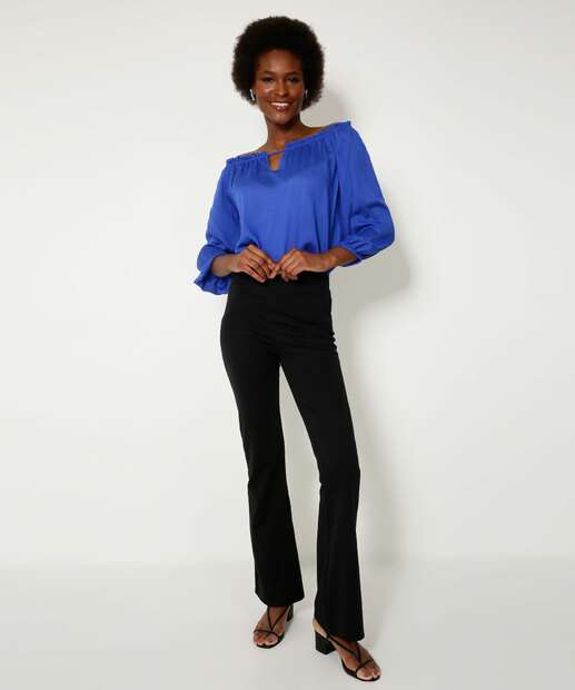 Blusa Ciganinha Feminina Manga Longa Vazada Marisa