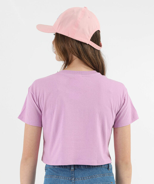 Blusa Juvenil Cropped Estampa Frase Marisa Tam 10 a 16 Lilás