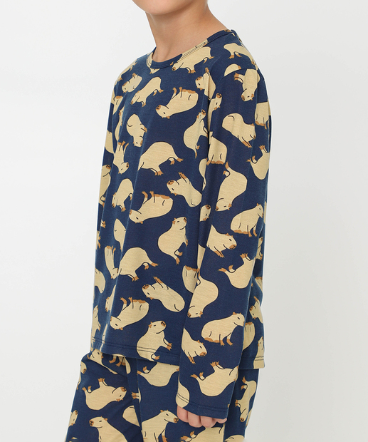 Pijama Infantil Capivara Marisa Tam 04 ao 10 Azul