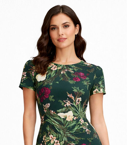 Vestido Feminino Midi Slim Em Suplex Select Verde
