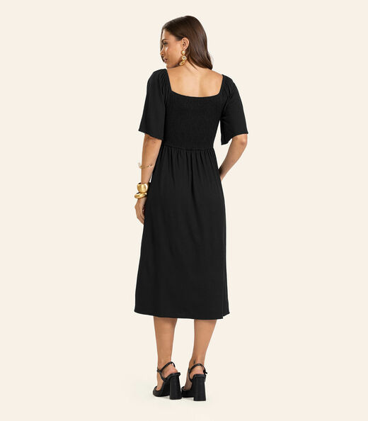 Vestido Midi em Viscotorcion Feminino Endless Preto