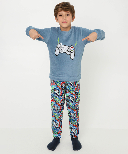 Image_Pijama Infantil Game Marisa Tam 04 ao 10 Azul