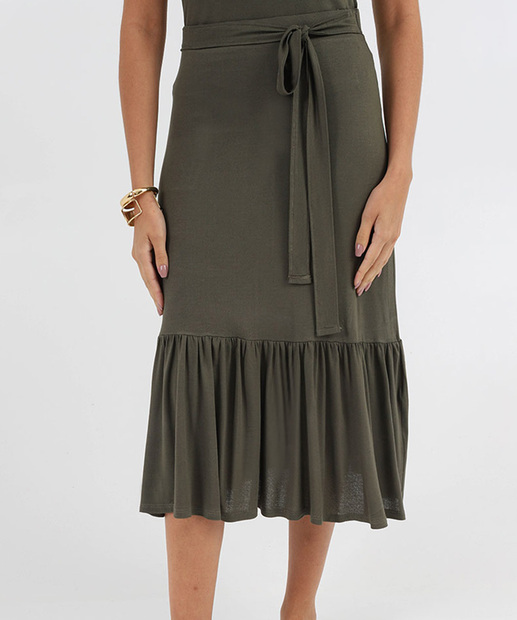 Saia Midi Feminina Verde Marisa