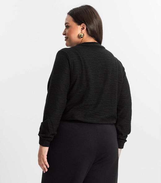 Blusão Feminino Plus Size Secret Glam Preto