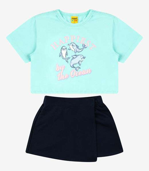Conjunto Blusa com Shorts Menina Rovi Kids Azul
