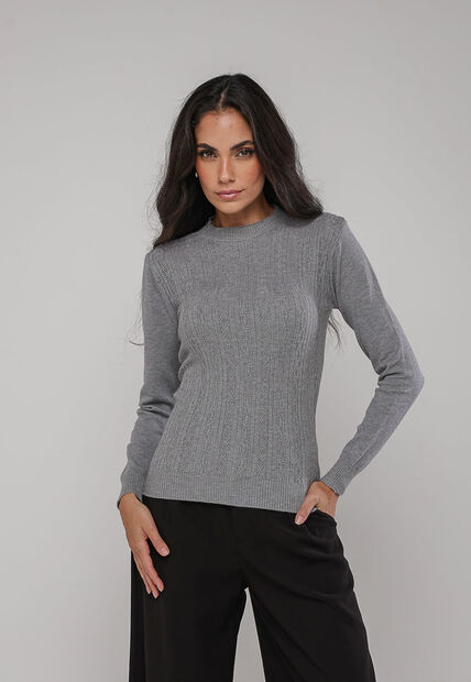 Image_Blusa de Tricot Com Tramas Texturizada Cinza Salvatore