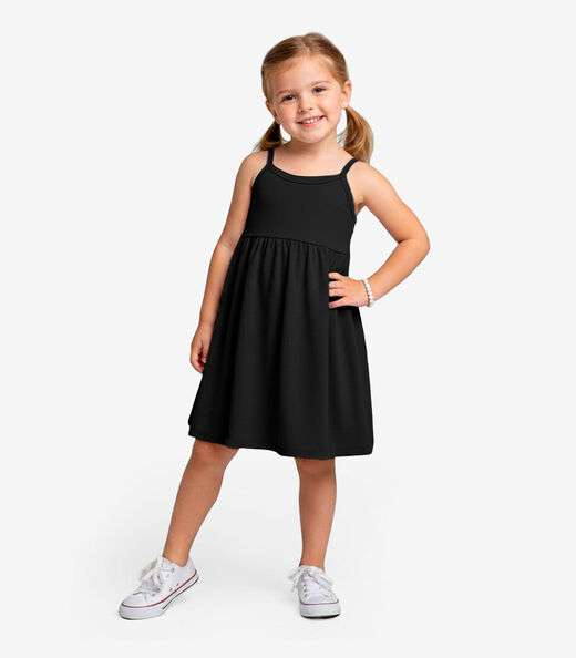 Vestido Feminino Infantil de Alças Select Preto