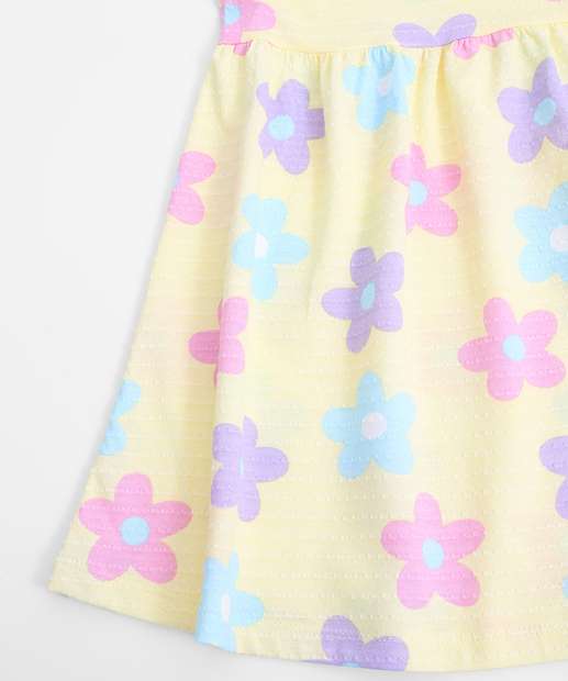 Vestido Infantil Estampa Flores Marisa Tam 1 a 3 Amarelo