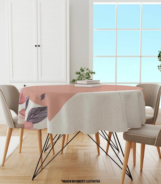 Toalha De Mesa Redonda Wevans Rosa